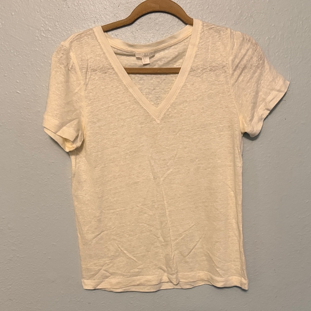 COS Cream V-Neck Short Sleeve Tee
